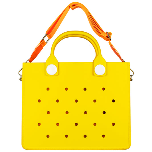 Nana EVA Croc Bag with Shoulder Strap - Lightweight Waterproof Tote Handbag - Yellow
