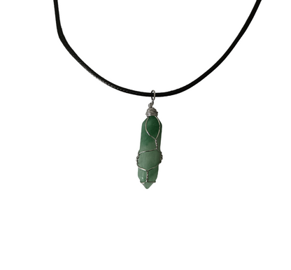 Earth Stone Collection - Wire Wrapped Aventurine Stone Necklace