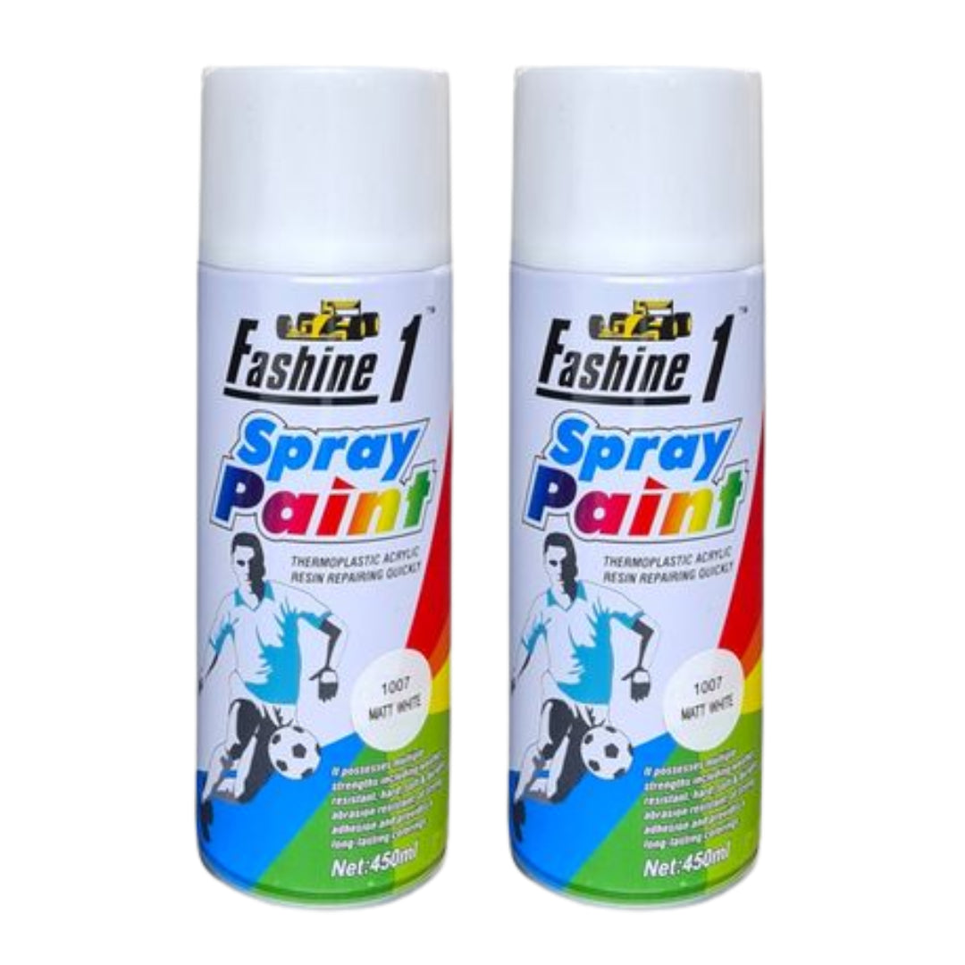 Fashine 1- Spray Paint 450ml - Matt White 2 Pack