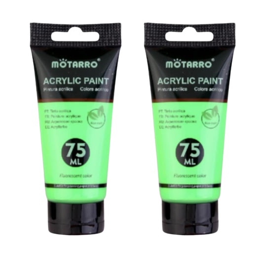 Acrylic Fluorescent Paint 75ml - 2 Pack - Green