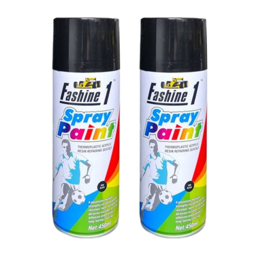 Fashine 1- Spray Paint 450ml - Black 2 Pack