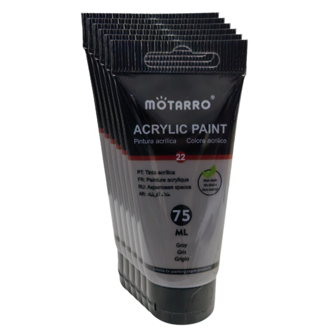 Motarro - Acrylic Paint - 75ml - 6 Pack - Grey