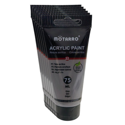Motarro - Acrylic Paint - 75ml - 6 Pack - Grey