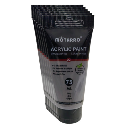 Motarro - Acrylic Paint - 75ml - 6 Pack - Grey