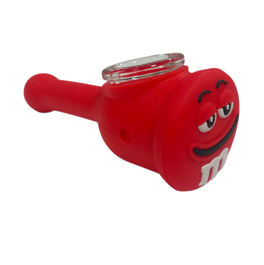 Silicone Rasta Pipe - Cartoon Faces - Red
