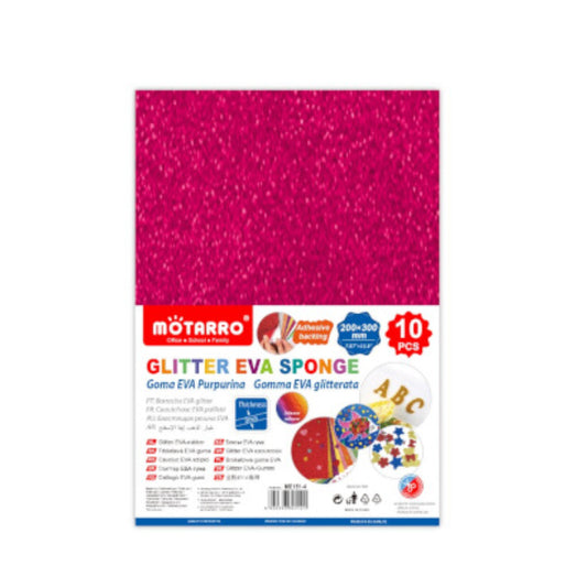 Motarro Eva Sponge A4 10 Pieces - Dark Pink Glitter