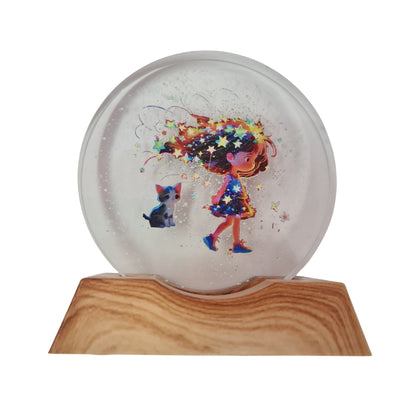 3D Creative Lamp - Girl with a Cat Illuminated Art Light