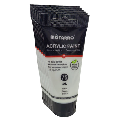 Motarro - Acrylic Paint - 75ml - 6 Pack - White