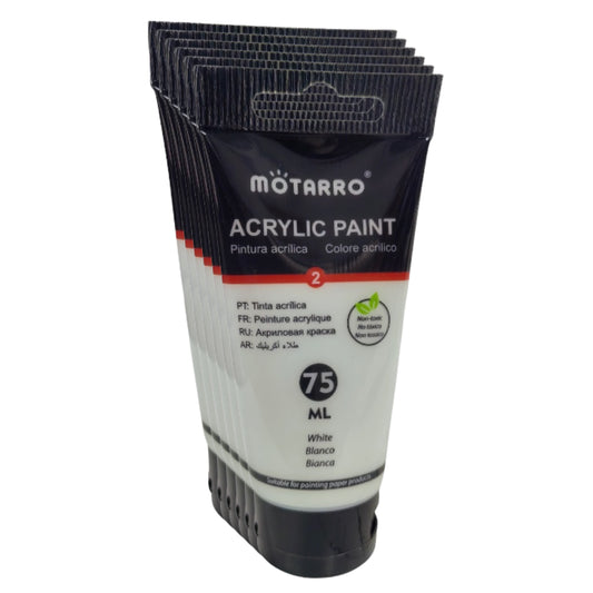 Motarro - Acrylic Paint - 75ml - 6 Pack - White