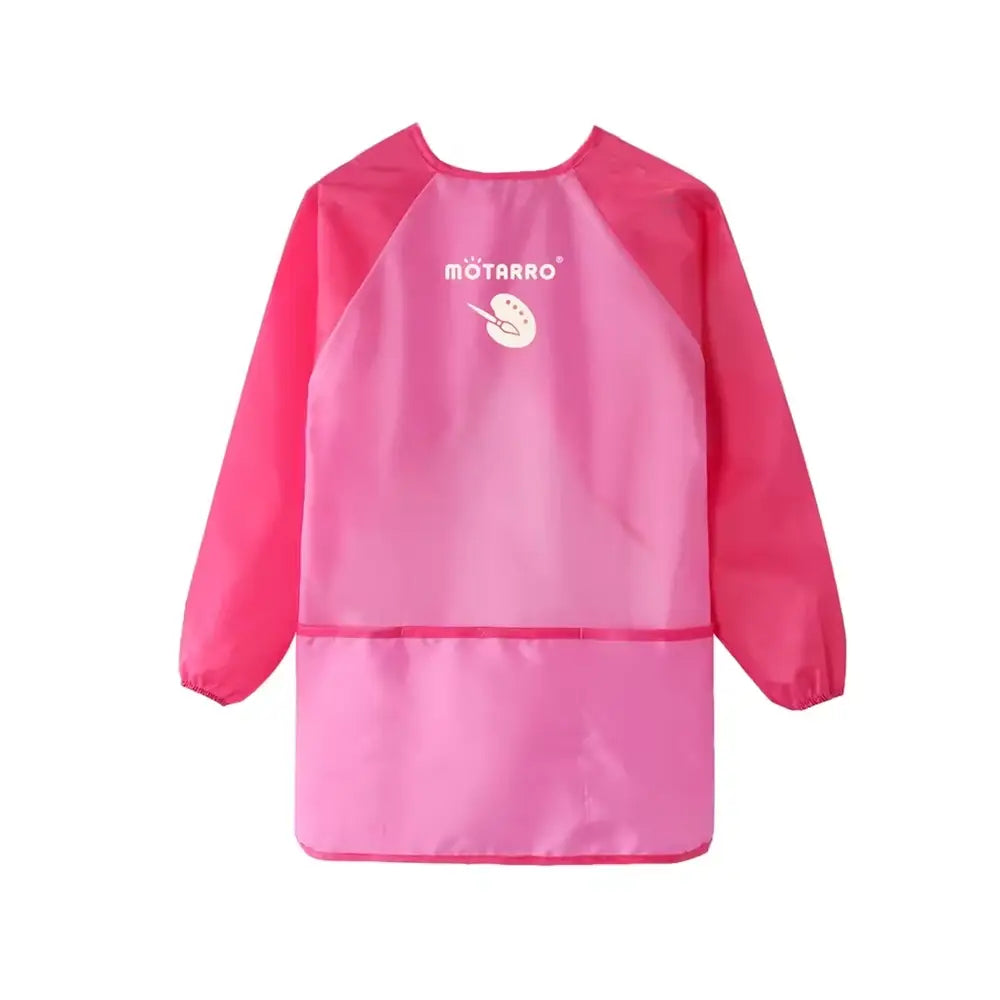 Motarro Kids Waterproof Painting Apron | Long Sleeve | Medium | Pocket - Pink