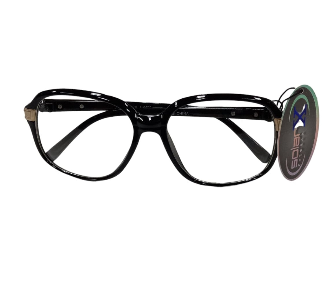Solar X Wayfarer Retro Sunglasses Clear Lens UV400 - Black