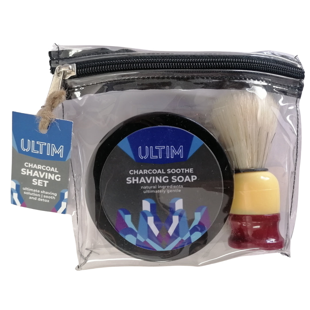 Ultim - Charcoal Soothe Shaving Set - 120 Gram Soap And Brush