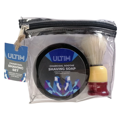 Ultim - Charcoal Soothe Shaving Set - 120 Gram Soap And Brush