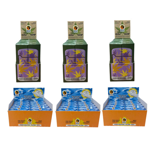 Africa Flame King Size Hemp Paper - 150 Booklets + 150 Filter Tips - Lilac