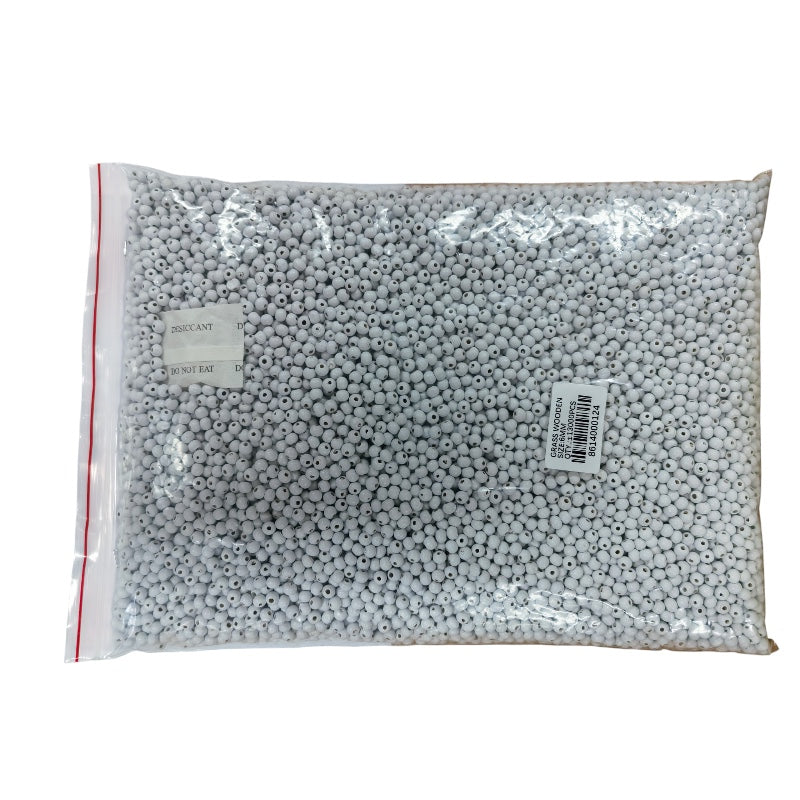 Wooden Beads - +- 1KG Pack - 6mm White