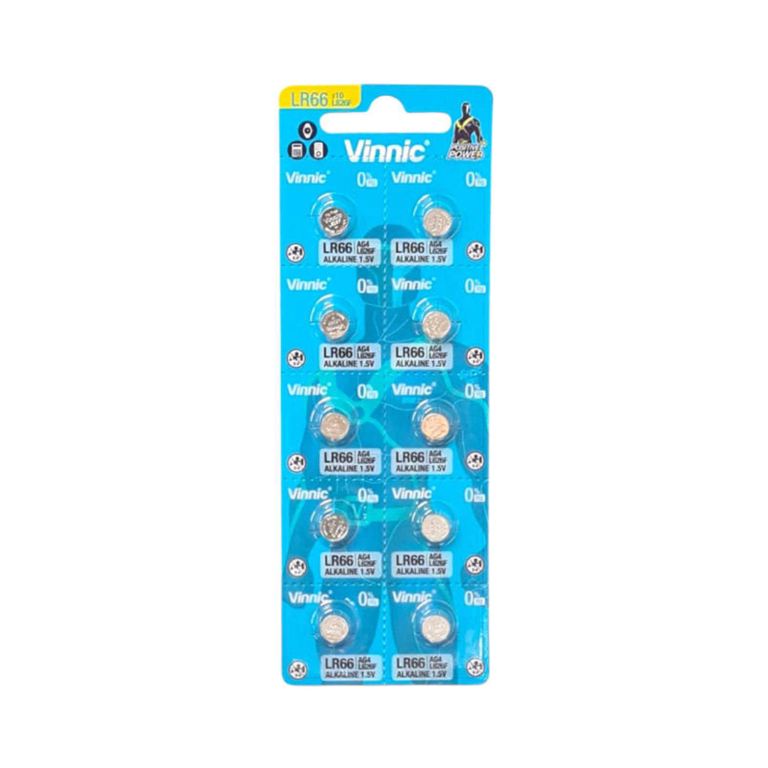 Vinnic AG4 / LR66 Alkaline Button Cell Battery 1.5V - 10 Pack
