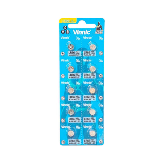 Vinnic AG4 / LR66 Alkaline Button Cell Battery 1.5V - 10 Pack
