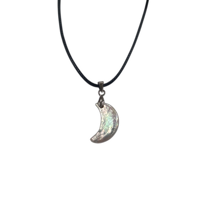 Earth Stone Collection - Pearl Crescent Moon Stone Necklace