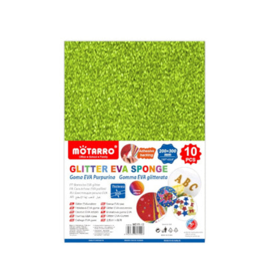 Motarro Eva Sponge A4 10 Pieces - Light Green Glitter