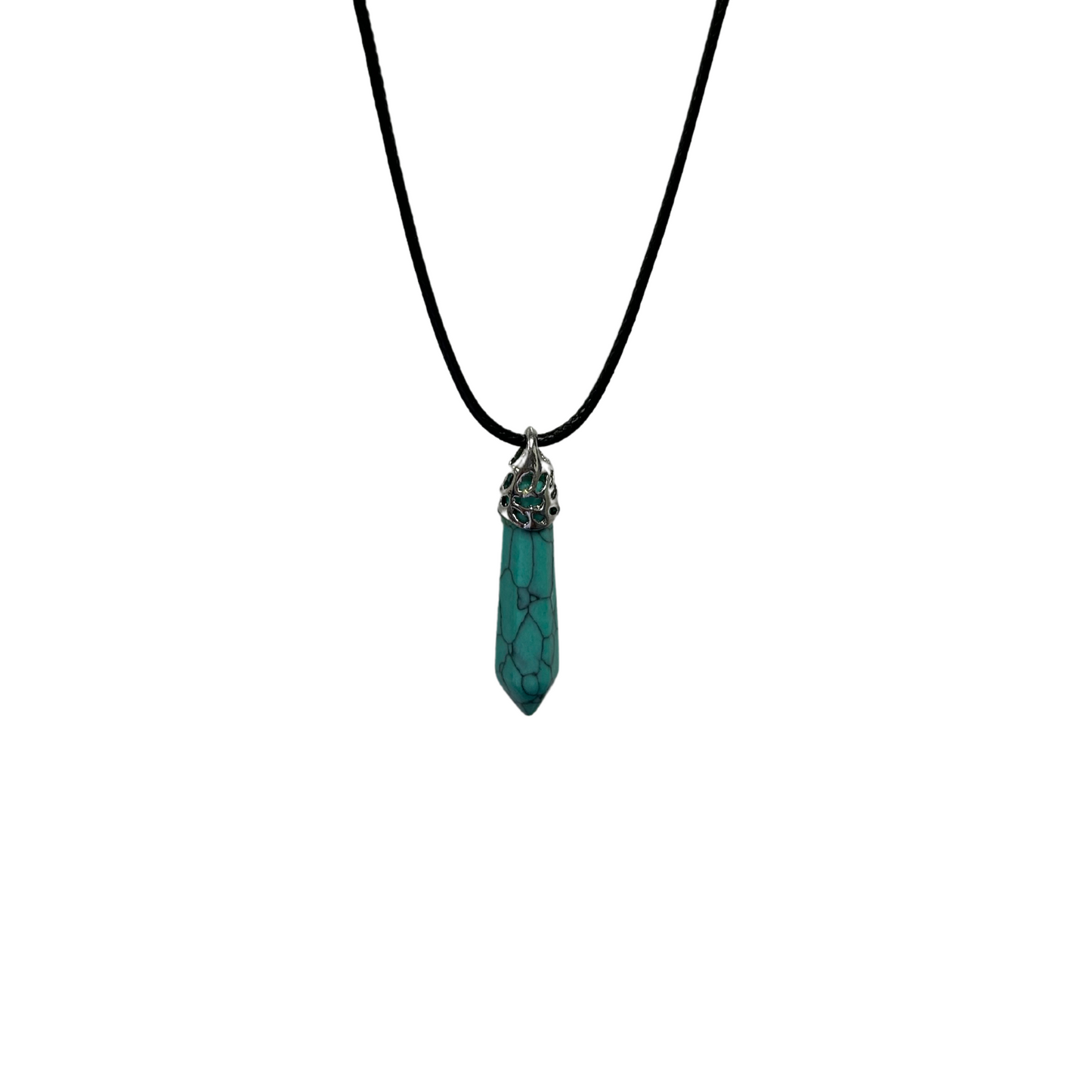 Earth Stone Collection - Ice Drop Turquoise Crystal Stone Necklace