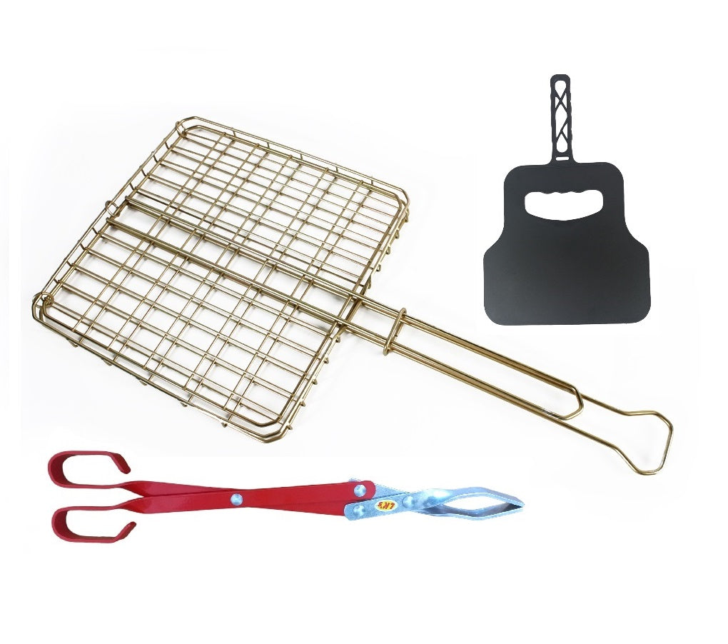 Braai Grid Small Box, Medium Braai Tongs & Braai Fan Combo