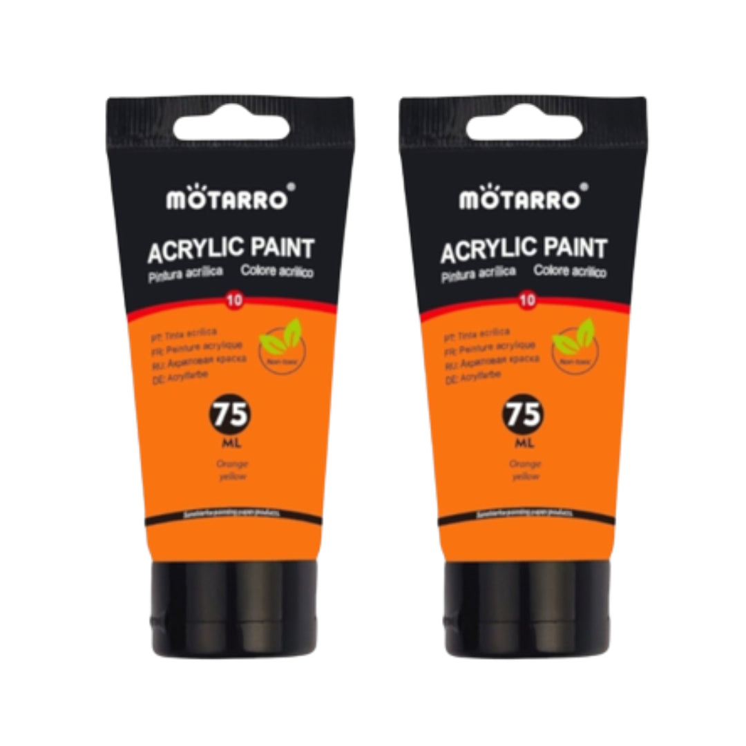 Motarro Acrylic Paint 75ml - Orange Yellow 2 Pack
