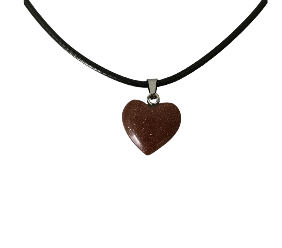 Earth Stone Collection - Heart Gold Sand Stone Necklace