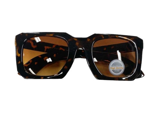Solar X Square Sunglasses with Gradient Yellow Lens UV400 - Gloss Brown