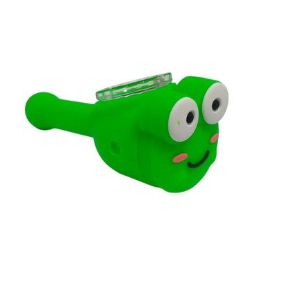 Silicone Rasta Pipe - Cartoon Faces - Green