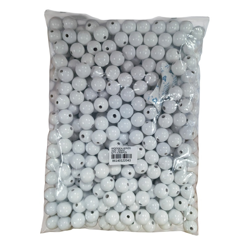 Wooden Beads - +- 1KG Pack - 22mm White