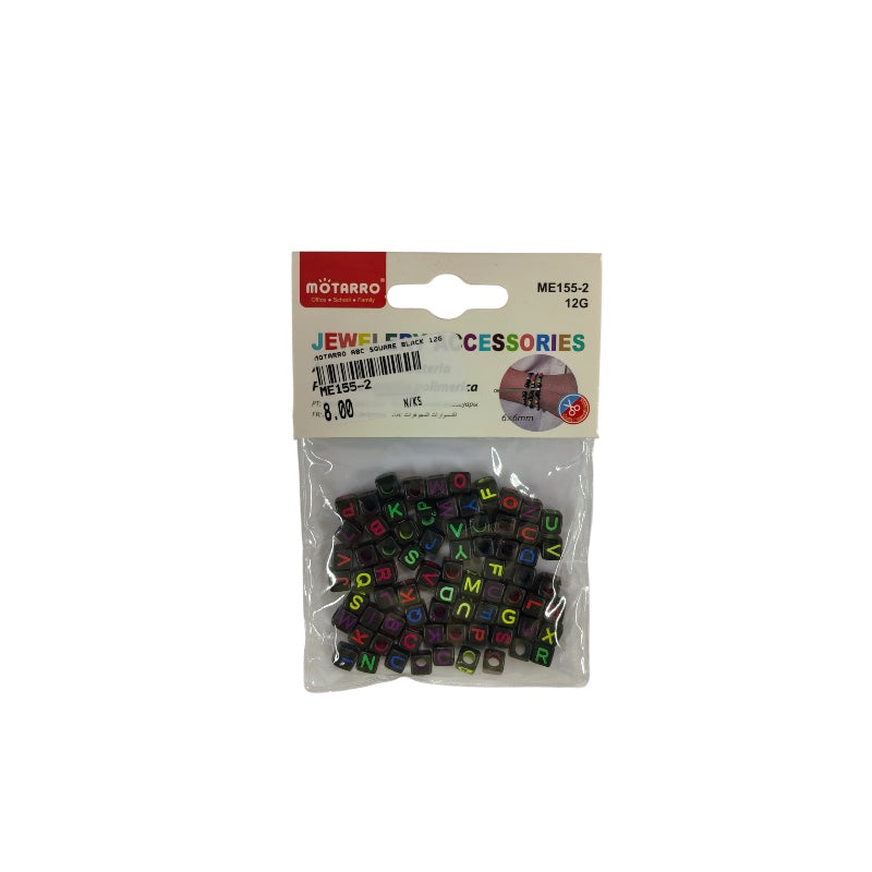 Motarro ABC Black Square Beads - Alphabet Craft Beads (12g)