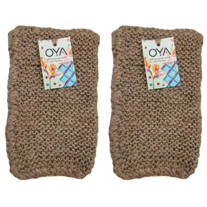 Oya Exfoliating Mitt Brown 2 Pack