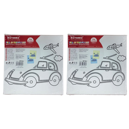 Motarro Printed Canvas - 2 Pack -  20x20cm Car