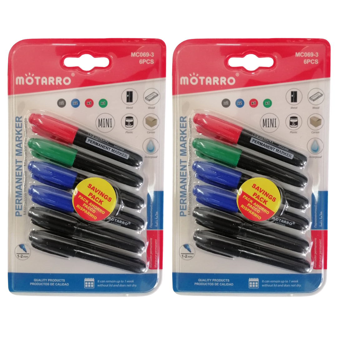 Motarro Mini Permanent Marker 6PC - 2 Pack