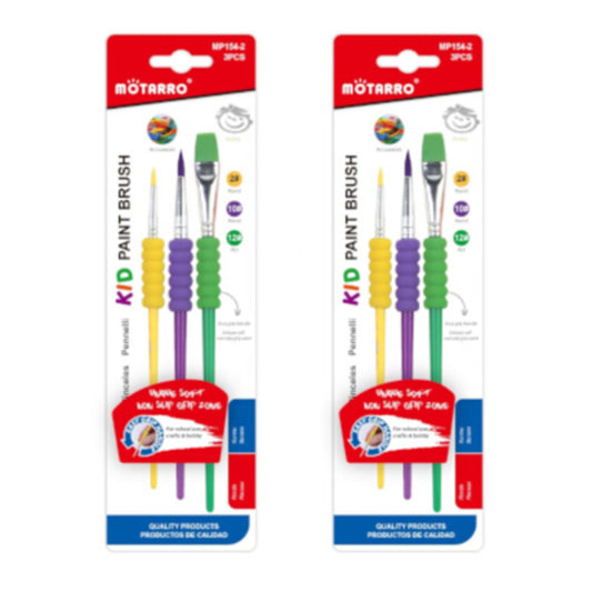 Motarro Kids Paintbrush Set Of 3 - 2 Pack - Classic