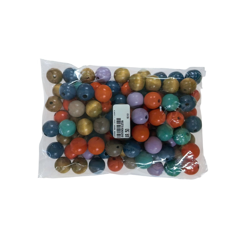 Wooden Beads - Mixed Colors - 22mm +- 100 Pieces