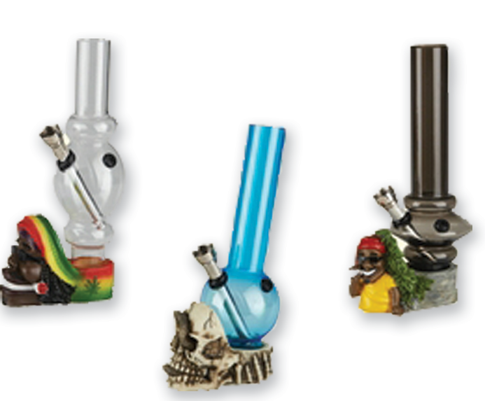 20cm Acrylic Water Bong - On Resin Base Assorted Colors